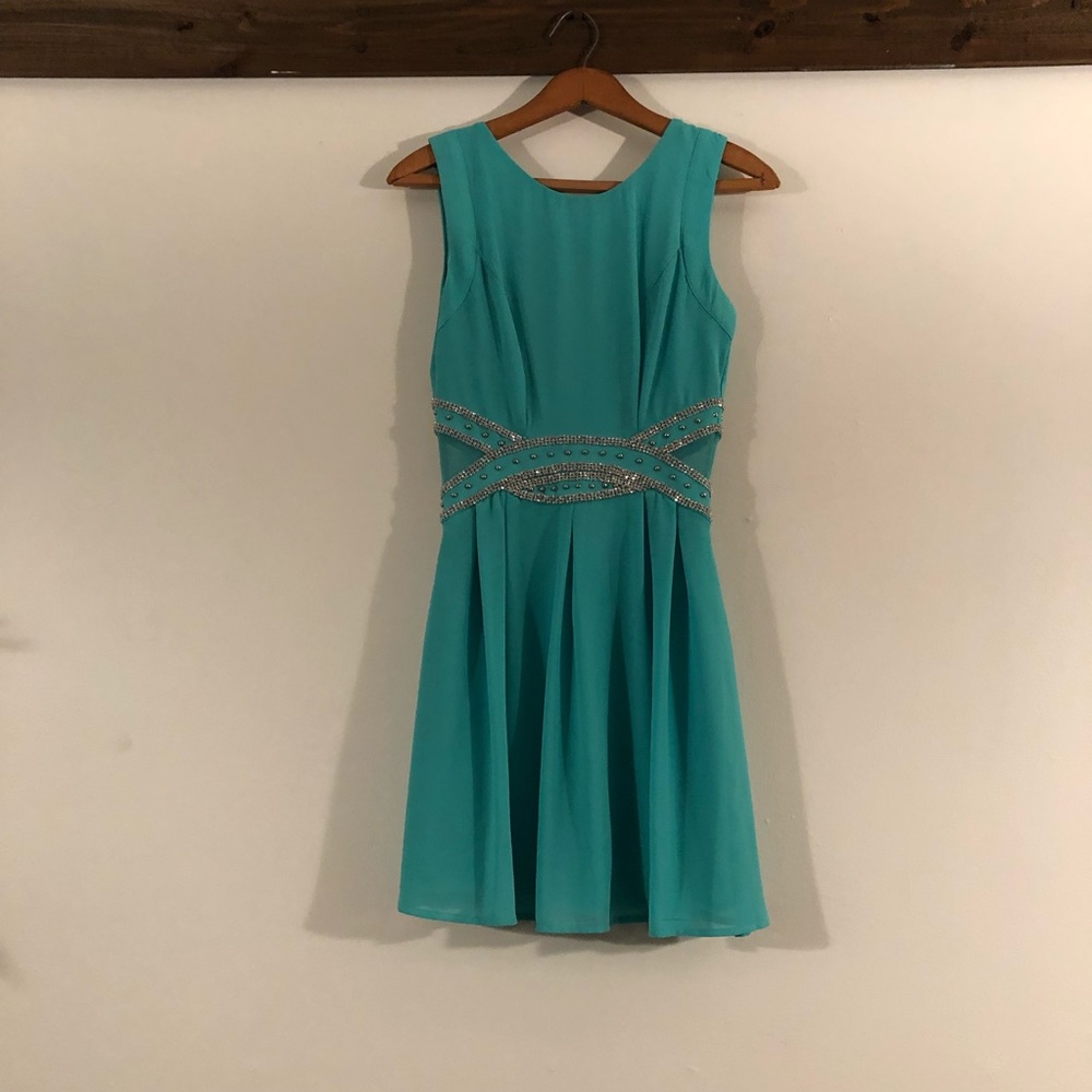 Blue Bedazzled Diamond Studded Dress - Picture 5 of 7